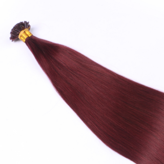 25 x Keratin Bonding Hair Extensions - 99 Hellbraun-violett-mahagoni - 100% Echthaar - NOVON EXTENTIONS 40 cm - 1 g