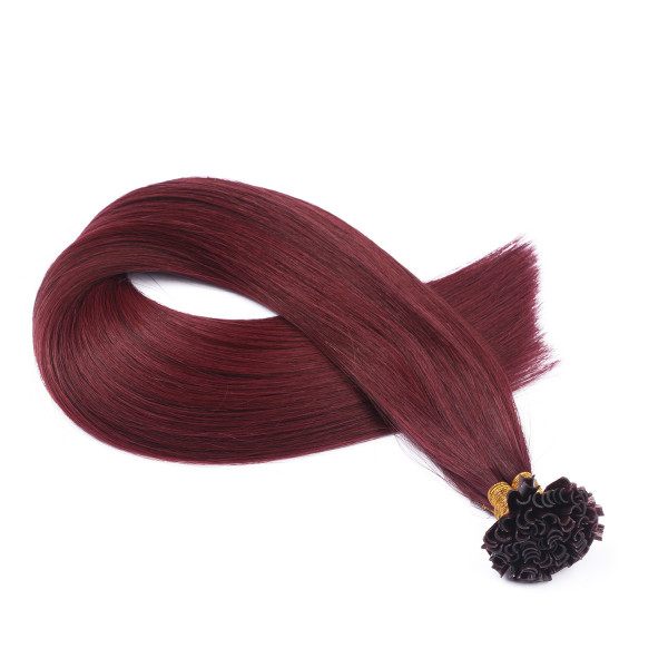 25 x Keratin Bonding Hair Extensions - 99 Hellbraun-violett-mahagoni - 100% Echthaar - NOVON EXTENTIONS 50 cm - 1 g