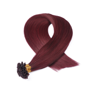 25 x Keratin Bonding Hair Extensions - 99 Hellbraun-violett-mahagoni - 100% Echthaar - NOVON EXTENTIONS 50 cm - 1 g