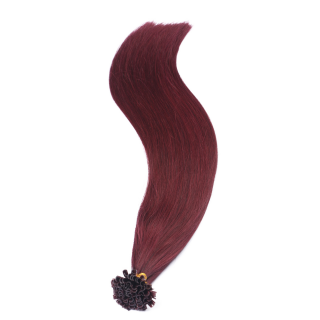 25 x Keratin Bonding Hair Extensions - 99 Hellbraun-violett-mahagoni - 100% Echthaar - NOVON EXTENTIONS 50 cm - 1 g
