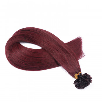 25 x Keratin Bonding Hair Extensions - 99 Hellbraun-violett-mahagoni - 100% Echthaar - NOVON EXTENTIONS 50 cm - 1 g