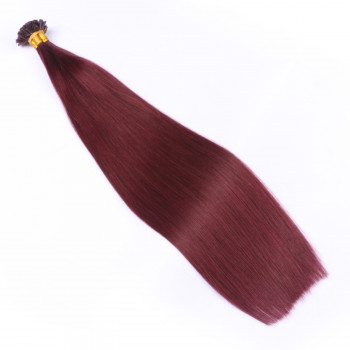 25 x Keratin Bonding Hair Extensions - 99 Hellbraun-violett-mahagoni - 100% Echthaar - NOVON EXTENTIONS 50 cm - 1 g