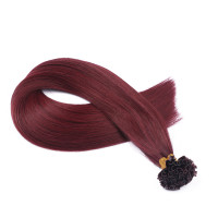 25 x Keratin Bonding Hair Extensions - 99 Hellbraun-violett-mahagoni - 100% Echthaar - NOVON EXTENTIONS 50 cm - 1 g