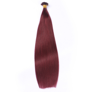 25 x Keratin Bonding Hair Extensions - 99 Hellbraun-violett-mahagoni - 100% Echthaar - NOVON EXTENTIONS 60 cm - 1 g