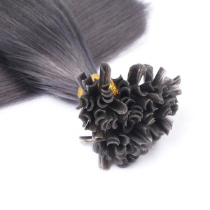 25 x Keratin Bonding Hair Extensions - Darkgrey - 100% Echthaar - NOVON EXTENTIONS
