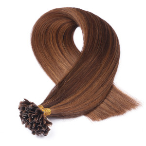 25 x Keratin Bonding Hair Extensions - 4/30 Gesträhnt - 100% Echthaar - NOVON EXTENTIONS