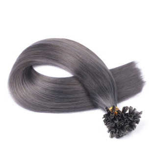 25 x Keratin Bonding Hair Extensions - Darkgrey - 100% Echthaar - NOVON EXTENTIONS 60 cm - 1 g