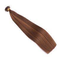 25 x Keratin Bonding Hair Extensions - 4/30 Gesträhnt - 100% Echthaar - NOVON EXTENTIONS 60 cm - 1 g