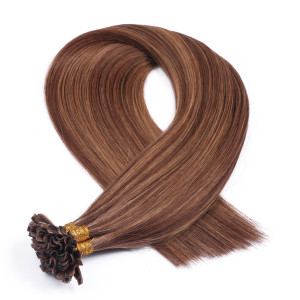25 x Keratin Bonding Hair Extensions - 6/12 Gesträhnt - 100% Echthaar - NOVON EXTENTIONS 50 cm - 1 g