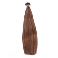 25 x Keratin Bonding Hair Extensions - 6/12 Gesträhnt - 100% Echthaar - NOVON EXTENTIONS 50 cm - 1 g