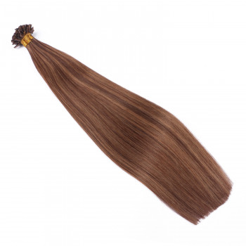 25 x Keratin Bonding Hair Extensions - 6/12 Gesträhnt - 100% Echthaar - NOVON EXTENTIONS 50 cm - 0,5 g