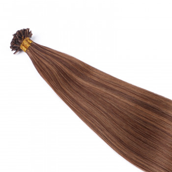 25 x Keratin Bonding Hair Extensions - 6/12 Gesträhnt - 100% Echthaar - NOVON EXTENTIONS 50 cm - 0,5 g