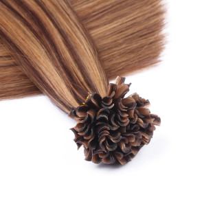 25 x Keratin Bonding Hair Extensions - 6/27 Gesträhnt - 100% Echthaar - NOVON EXTENTIONS 40 cm - 1 g