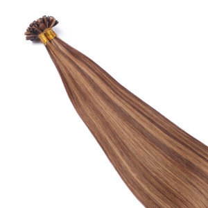 25 x Keratin Bonding Hair Extensions - 6/27 Gesträhnt - 100% Echthaar - NOVON EXTENTIONS 40 cm - 1 g