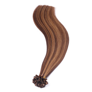 25 x Keratin Bonding Hair Extensions - 6/27 Gesträhnt - 100% Echthaar - NOVON EXTENTIONS 40 cm - 1 g