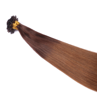 25 x Keratin Bonding Hair Extensions - 2/8 Ombre - 100% Echthaar - NOVON EXTENTIONS 50 cm - 1 g