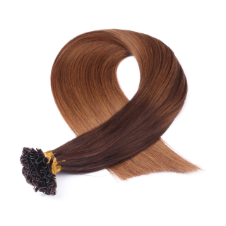 25 x Keratin Bonding Hair Extensions - 2/8 Ombre - 100% Echthaar - NOVON EXTENTIONS 50 cm - 1 g