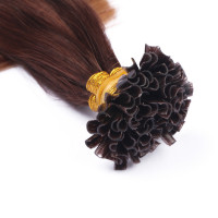 25 x Keratin Bonding Hair Extensions - 2/8 Ombre - 100% Echthaar - NOVON EXTENTIONS 50 cm - 1 g