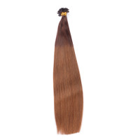 25 x Keratin Bonding Hair Extensions - 2/8 Ombre - 100% Echthaar - NOVON EXTENTIONS 50 cm - 1 g