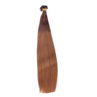 25 x Keratin Bonding Hair Extensions - 2/8 Ombre - 100% Echthaar - NOVON EXTENTIONS 60 cm - 1 g