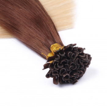 25 x Keratin Bonding Hair Extensions - 4/60 Ombre - 100% Echthaar - NOVON EXTENTIONS 40 cm - 1 g