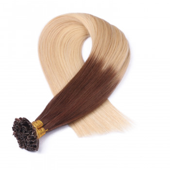 25 x Keratin Bonding Hair Extensions - 4/60 Ombre - 100% Echthaar - NOVON EXTENTIONS 40 cm - 1 g
