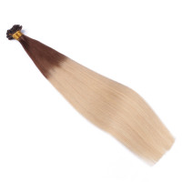 25 x Keratin Bonding Hair Extensions - 4/60 Ombre - 100% Echthaar - NOVON EXTENTIONS 40 cm - 1 g