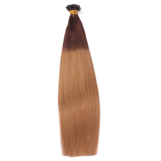 25 x Keratin Bonding Hair Extensions - 6/27 Ombre - 100% Echthaar - NOVON EXTENTIONS 60 cm - 1 g