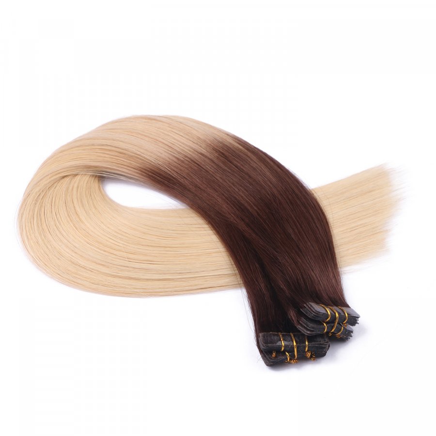 10 x Tape In - 2 / 60 Ombre - Hair Extensions - 2,5 g - NOVO