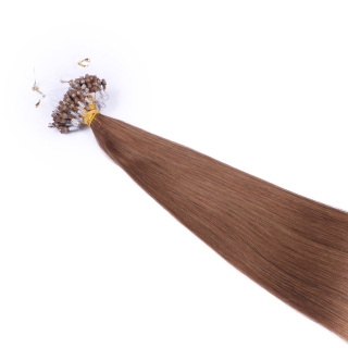 25 x Micro Ring / Loop - 5 Dunkelblond - Hair Extensions 100% Echthaar - NOVON EXTENTIONS 50 cm - 0,5 g