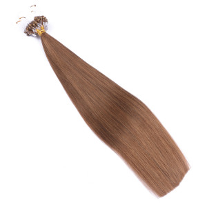 25 x Micro Ring / Loop - 7 Mittelnaturblond - Hair Extensions 100% Echthaar - NOVON EXTENTIONS 60 cm - 1 g