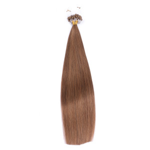 25 x Micro Ring / Loop - 7 Mittelnaturblond - Hair Extensions 100% Echthaar - NOVON EXTENTIONS 60 cm - 1 g