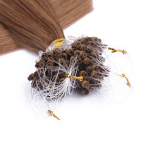 25 x Micro Ring / Loop - 7 Mittelnaturblond - Hair Extensions 100% Echthaar - NOVON EXTENTIONS 60 cm - 1 g