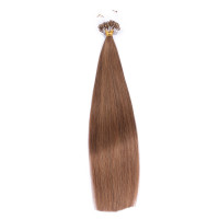 25 x Micro Ring / Loop - 7 Mittelnaturblond - Hair Extensions 100% Echthaar - NOVON EXTENTIONS 60 cm - 1 g
