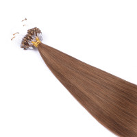 25 x Micro Ring / Loop - 7 Mittelnaturblond - Hair Extensions 100% Echthaar - NOVON EXTENTIONS 60 cm - 1 g