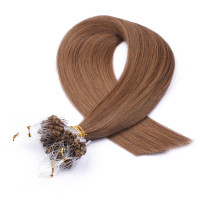 25 x Micro Ring / Loop - 7 Mittelnaturblond - Hair Extensions 100% Echthaar - NOVON EXTENTIONS 60 cm - 1 g