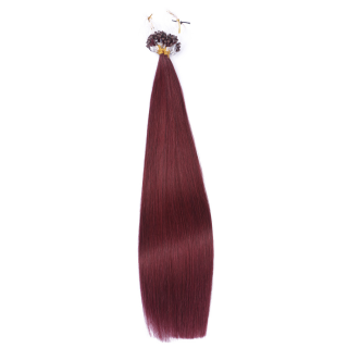 25 x Micro Ring / Loop - 99 Hellbraun-violett-mahagon - Hair Extensions 100% Echthaar - NOVON EXTENTIONS 50 cm - 1 g