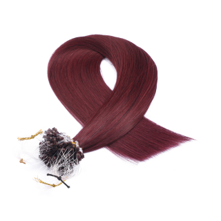 25 x Micro Ring / Loop - 99 Hellbraun-violett-mahagon - Hair Extensions 100% Echthaar - NOVON EXTENTIONS 50 cm - 1 g
