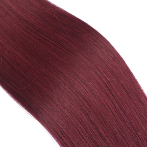 25 x Micro Ring / Loop - 99 Hellbraun-violett-mahagon - Hair Extensions 100% Echthaar - NOVON EXTENTIONS 50 cm - 1 g