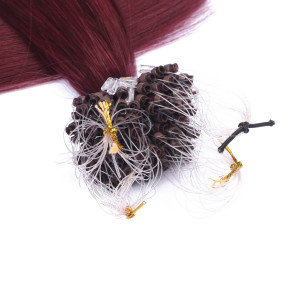 25 x Micro Ring / Loop - 99 Hellbraun-violett-mahagon - Hair Extensions 100% Echthaar - NOVON EXTENTIONS 50 cm - 1 g