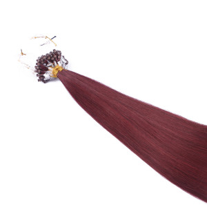 25 x Micro Ring / Loop - 99 Hellbraun-violett-mahagon - Hair Extensions 100% Echthaar - NOVON EXTENTIONS 50 cm - 1 g