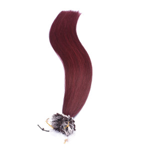 25 x Micro Ring / Loop - 99 Hellbraun-violett-mahagon - Hair Extensions 100% Echthaar - NOVON EXTENTIONS 50 cm - 1 g
