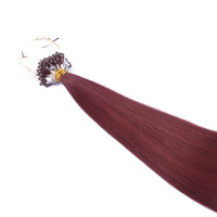 25 x Micro Ring / Loop - 99 Hellbraun-violett-mahagon - Hair Extensions 100% Echthaar - NOVON EXTENTIONS 50 cm - 1 g