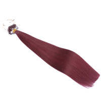 25 x Micro Ring / Loop - 99 Hellbraun-violett-mahagon - Hair Extensions 100% Echthaar - NOVON EXTENTIONS 50 cm - 1 g