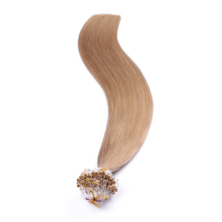 25 x Micro Ring / Loop - 101 Mittelblondasch - Hair Extensions 100% Echthaar - NOVON EXTENTIONS 60 cm - 1 g