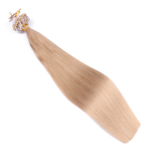 25 x Micro Ring / Loop - 101 Mittelblondasch - Hair Extensions 100% Echthaar - NOVON EXTENTIONS 60 cm - 0,5 g