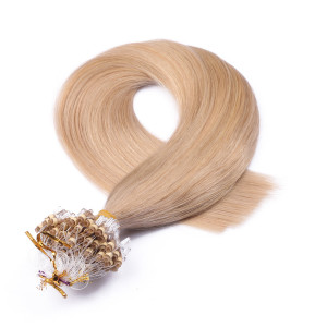 25 x Micro Ring / Loop - 101 Mittelblondasch - Hair Extensions 100% Echthaar - NOVON EXTENTIONS 60 cm - 0,5 g