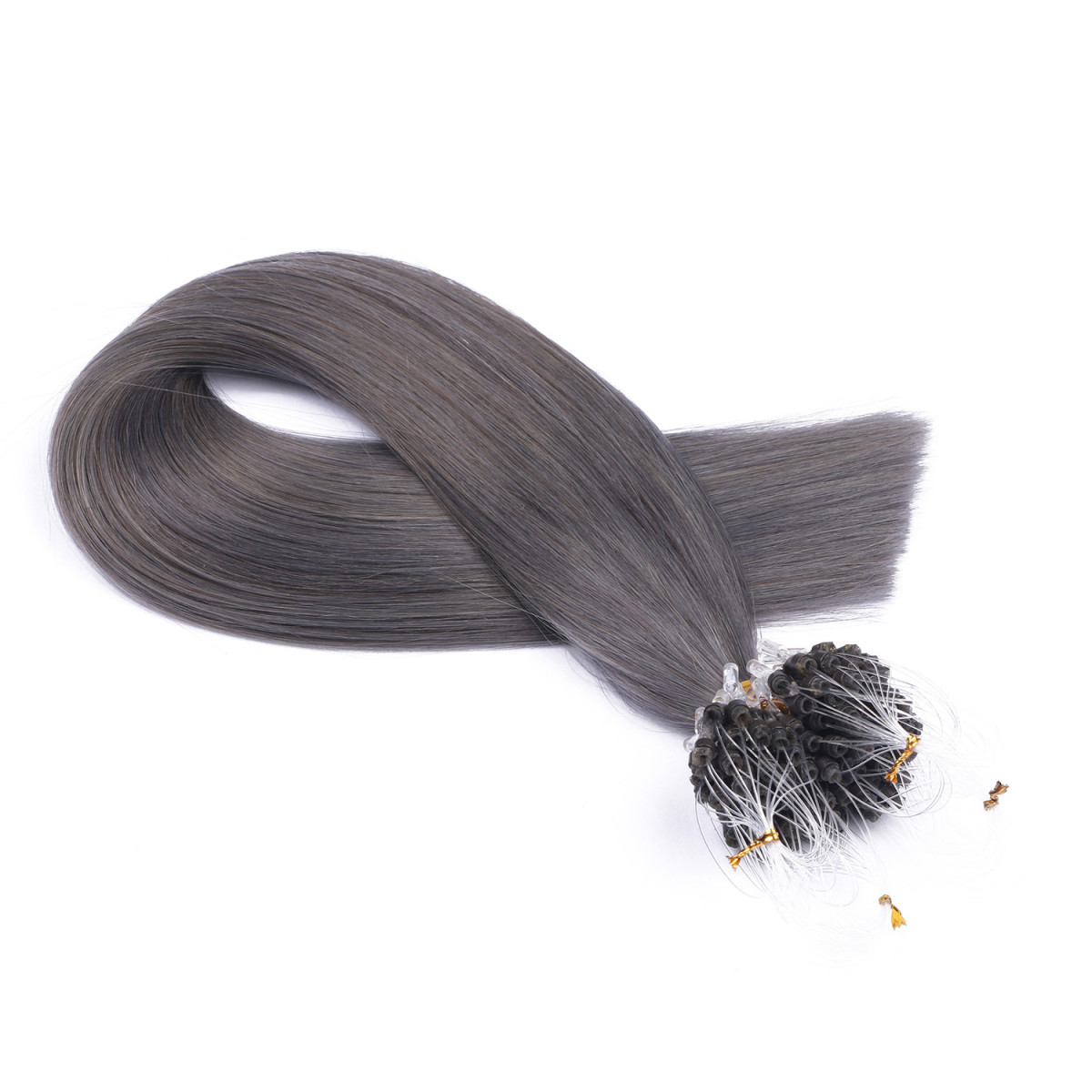 25 x Micro Ring / Loop - Darkgrey - Hair Extensions 100%...