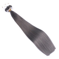 25 x Micro Ring / Loop - Darkgrey - Hair Extensions 100% Echthaar - NOVON EXTENTIONS 50 cm - 1 g