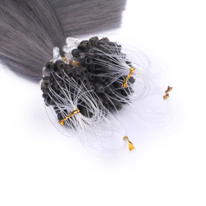 25 x Micro Ring / Loop - Darkgrey - Hair Extensions 100% Echthaar - NOVON EXTENTIONS 60 cm - 1 g